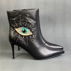 Kurt Geiger Women’s Black leather Belgravia Pointed Toe Ankle Boots Size 10.5
